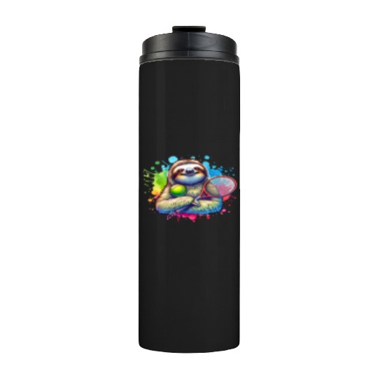 Sloth Tennis Player Cool Court Match Design Thermal Tumblers