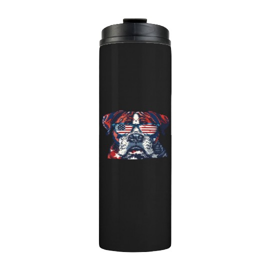 Boxer dog. American memorial day Thermal Tumblers