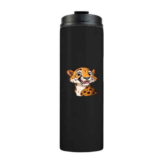 Charming Smiling Cheetah Portrait Thermal Tumblers