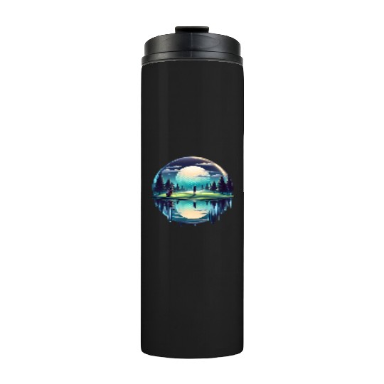 Night Golfer Escape Golfing Twilight Fairway Thermal Tumblers