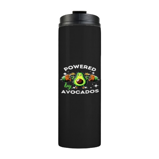 Powered By Avocados Barbell Gym Avocado Lover Thermal Tumblers