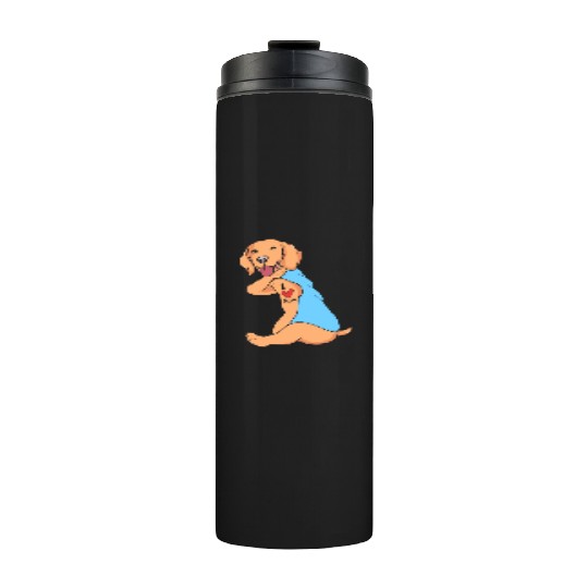 I Love Mom Tattoo Dog Golden Retriever Mom Thermal Tumblers