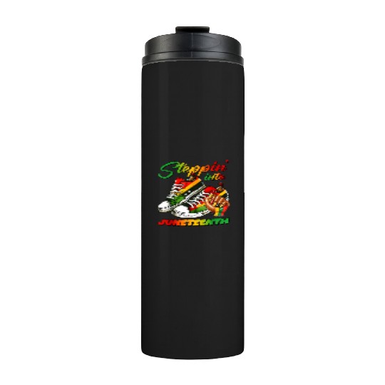 stepping into juneteenth Afro Woman Black Girl Thermal Tumblers