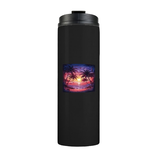 summer beach "Tropical Twilight Serenity" Thermal Tumblers