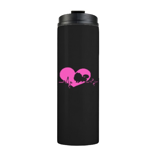 Puppy Dog Heartbeat Cute Pomeranian Silhouette Thermal Tumblers