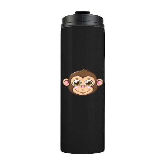 Adorable Monkey Face With Big Eyes Thermal Tumblers