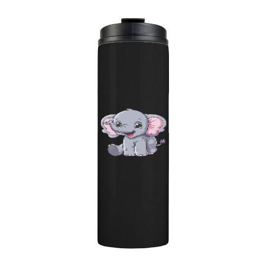 Adorable Baby Elephant Joyful Smile Thermal Tumblers