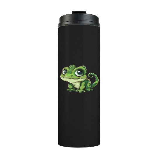 Adorable Wide-Eyed Green Chameleon Thermal Tumblers
