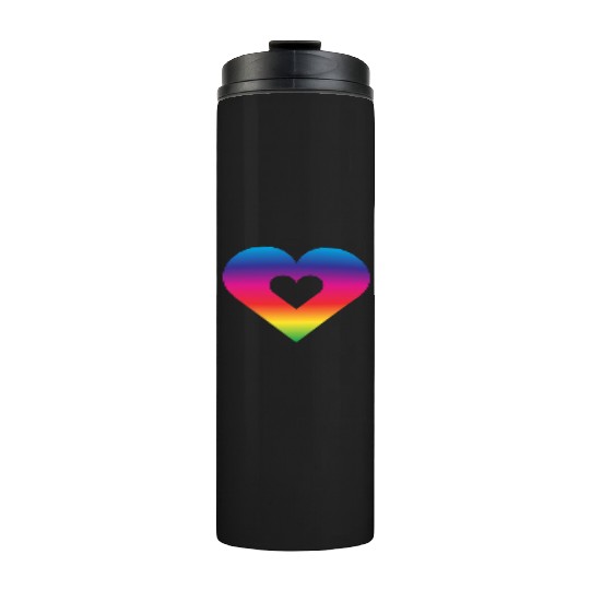 Rainbow Heart Homosexuality LGBT Love Thermal Tumblers