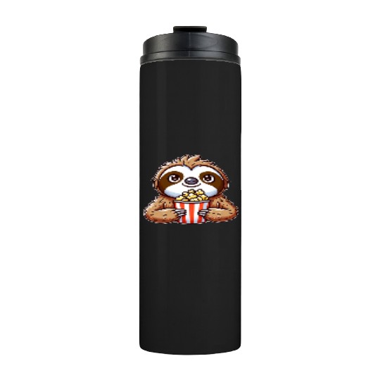 Funny sloth popcorn cinema movie Thermal Tumblers