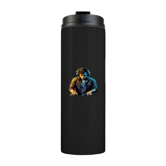 Neon DJ Youth Illustration Thermal Tumblers