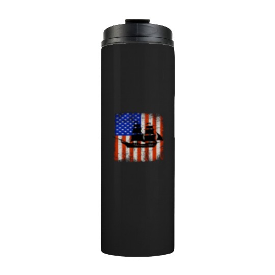 Stars, Stripes & Pirate Ship American Flag Thermal Tumblers