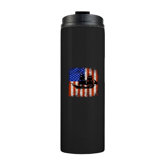 Stars, Stripes & Pirate Ship American Flag Thermal Tumblers