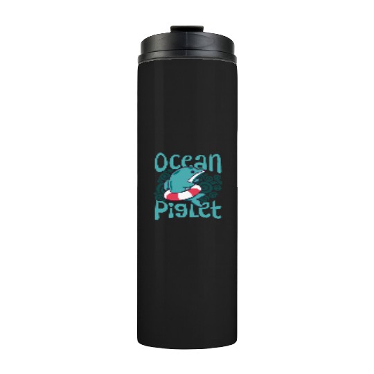 Funny Dolphin Lover Ocean Piglet Graphic for Aquat Thermal Tumblers