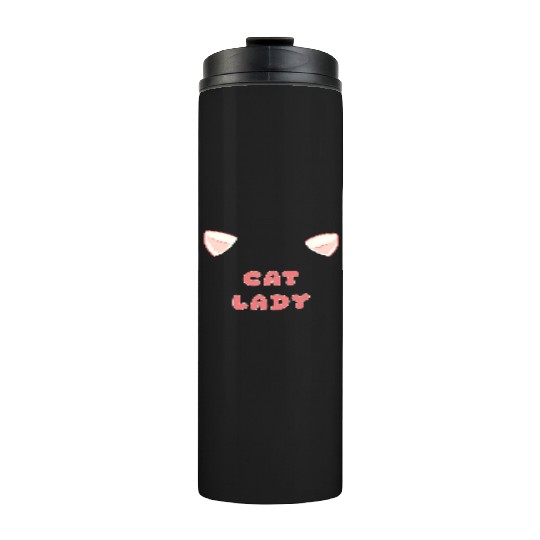 Cute Cat Lady Thermal Tumblers with Kitty Ears for Cat Lover
