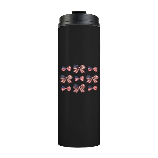 coquette bow american flag patriotic 4th Of July Thermal Tumblers