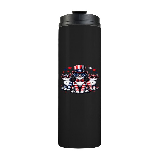 Patriotic Cat Fourth Of July Kitten Cat Lover Thermal Tumblers