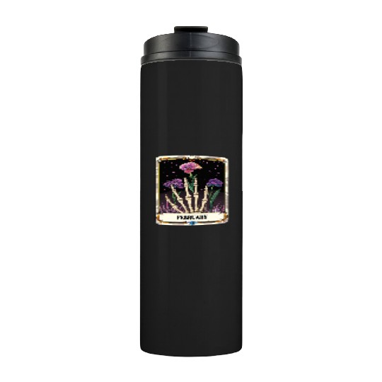 February Gothic Tarot Card - Violet Flower & Skele Thermal Tumblers