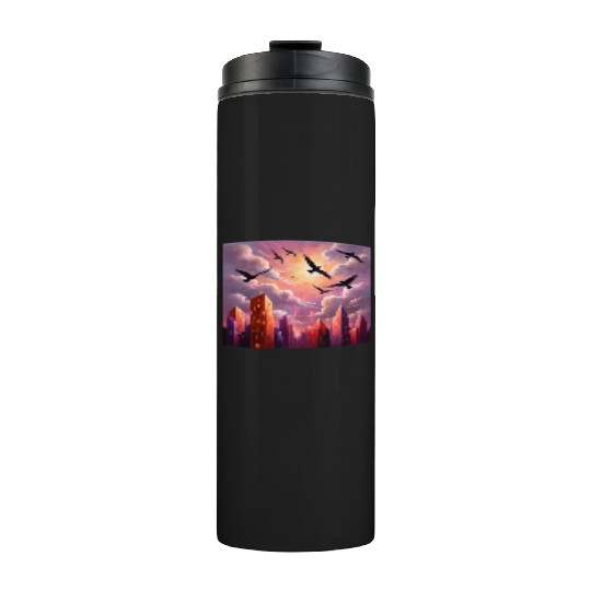 Geometric Twilight City Thermal Tumblers