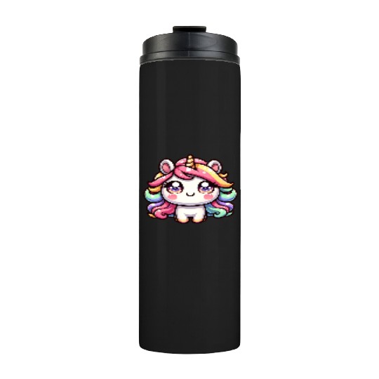 Cute chibi Unicorn with colorful hair Thermal Tumblers