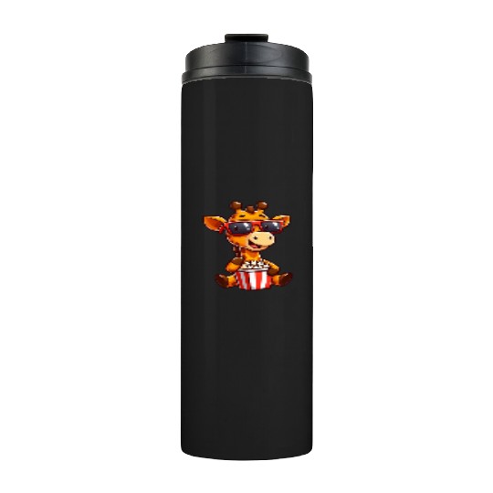 Cool giraffe popcorn cinema movie film lover Thermal Tumblers