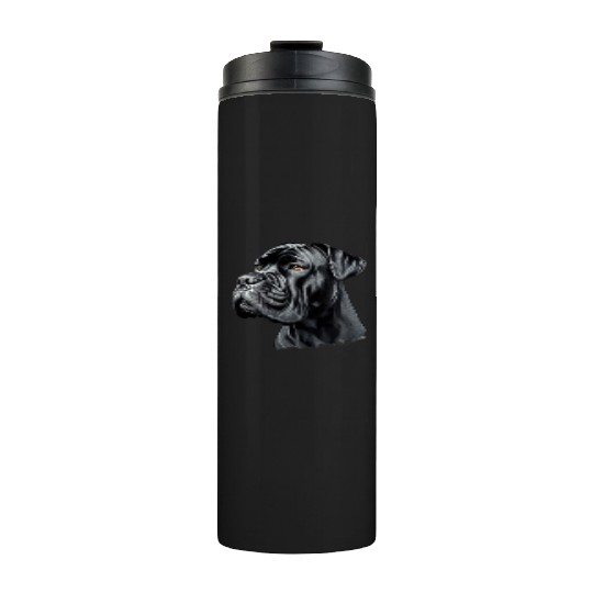 Black Cane Corso Dog Art Thermal Tumblers, Realistic Dog