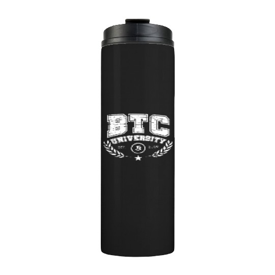 BTC University Bitcoin College vintage retro Thermal Tumblers