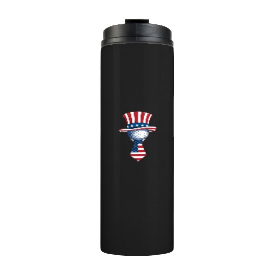 Patriotic Golf Ball with Stars and Stripes Hat Thermal Tumblers