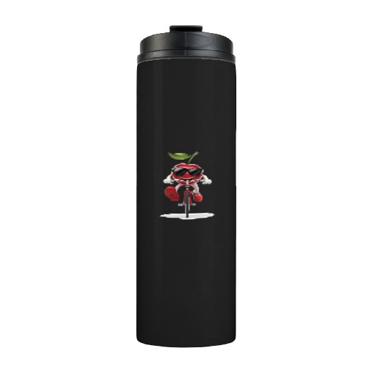 Cherry Cycling On Bike Realistic Thermal Tumblers