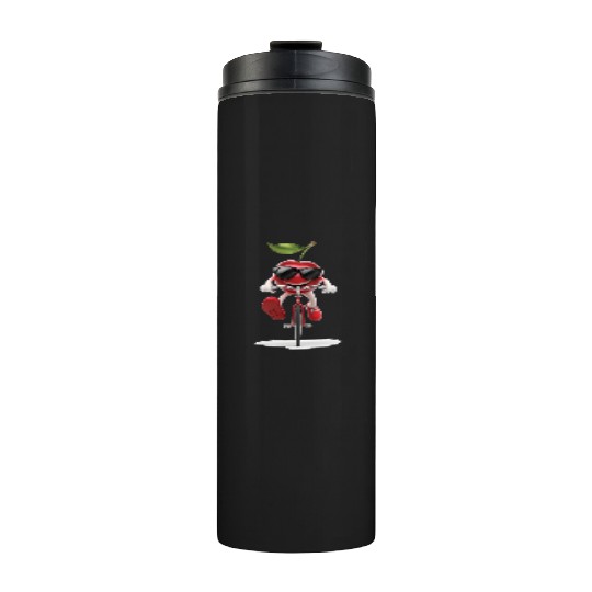 Cherry Cycling On Bike Realistic Thermal Tumblers