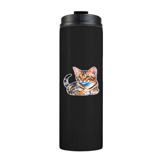 Leopard Cat Watercolor Thermal Tumblers