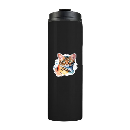 Leopard Cat Watercolor Thermal Tumblers