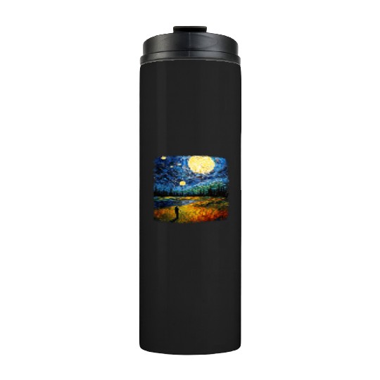 Golf Player Golfer Golfing Starry Night Painting Thermal Tumblers