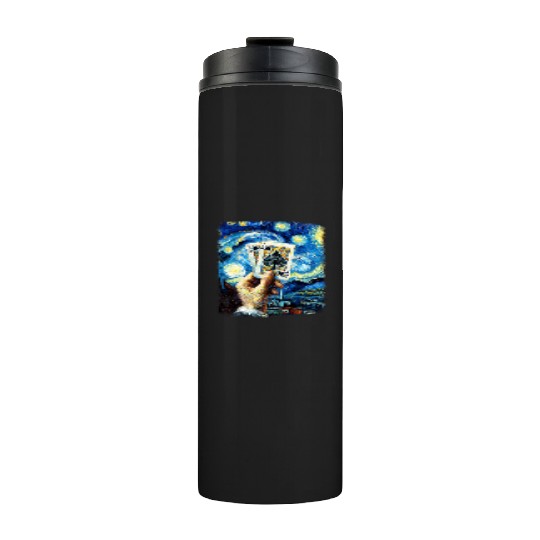 Blackjack Gambling Cards Starry Night Painting Thermal Tumblers
