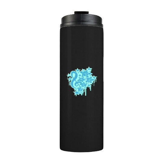 Music Clef Note Stars Graffiti Spray Flowers Sound Thermal Tumblers