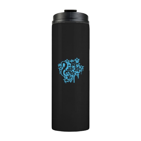 Music Clef Note Stars Graffiti Spray Flowers Sound Thermal Tumblers