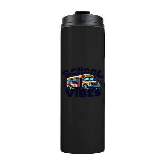 School Vibes Vector Illustration for school bus Thermal Tumblers