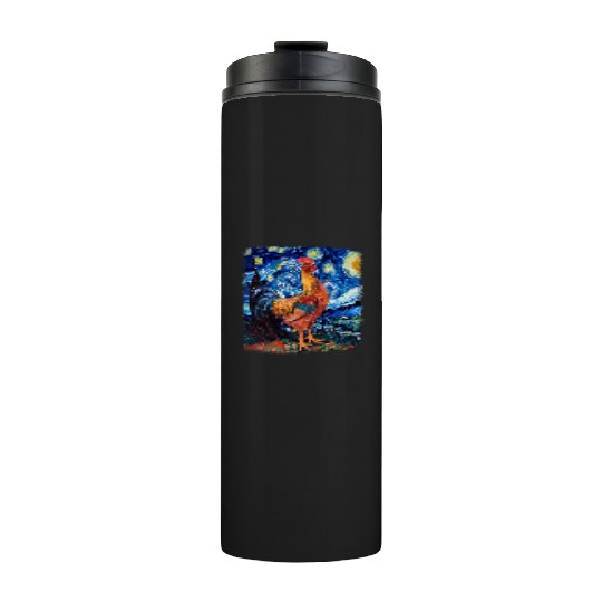 Chicken Farm Farmer Farming Starry Night Painting Thermal Tumblers