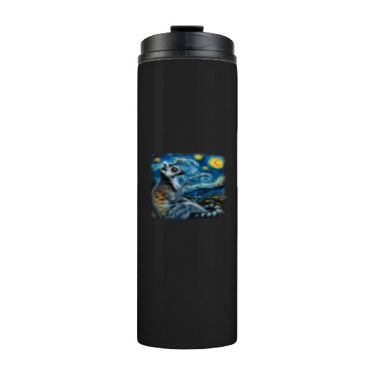 Lemur Ring Tailed Starry Night Painting Thermal Tumblers