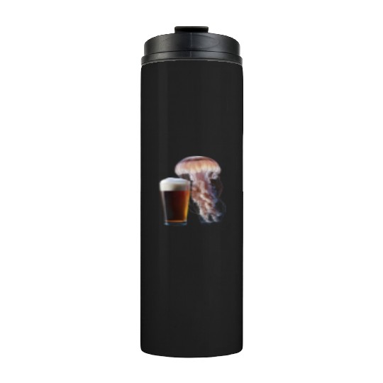 Jellyfish Drinking Beer Realistic Thermal Tumblers