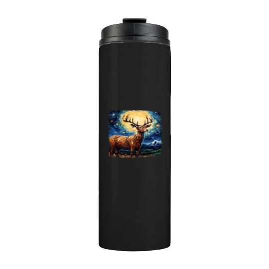 Deer Hunter Deer Hunting Starry Night Painting Thermal Tumblers