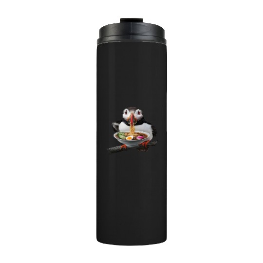 Atlantic Puffin Eating Ramen Realistic Thermal Tumblers