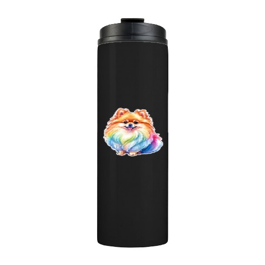 Pomeranian Watercolor Thermal Tumblers