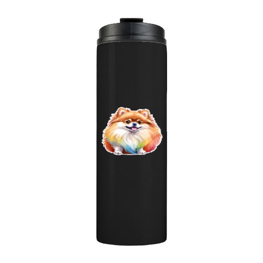 Pomeranian Watercolor Thermal Tumblers