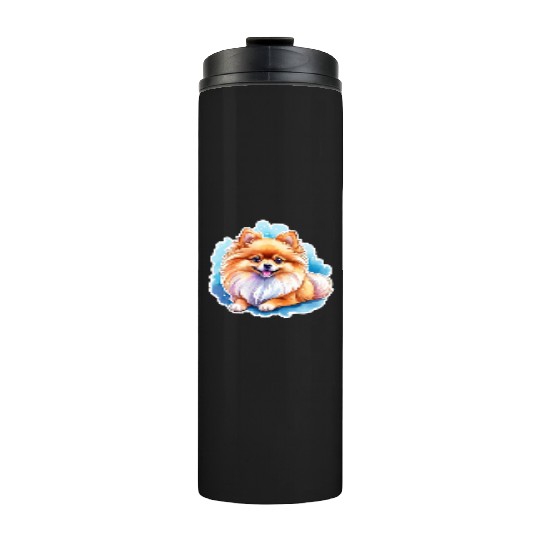 Pomeranian Watercolor Thermal Tumblers