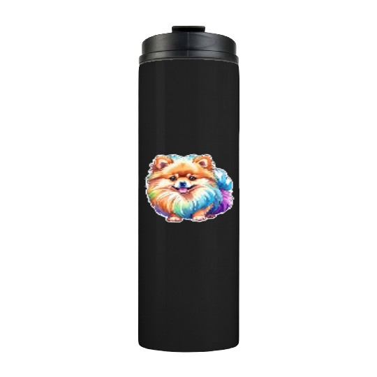 Pomeranian Watercolor Thermal Tumblers