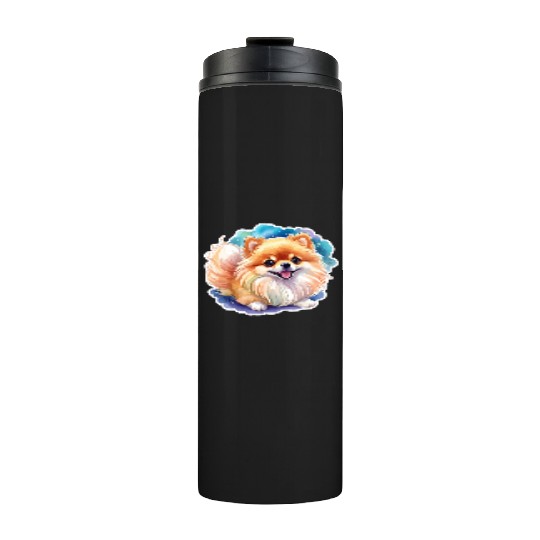 Pomeranian Watercolor Thermal Tumblers