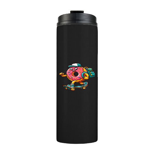 donut funny going back to school in a skateboard Thermal Tumblers