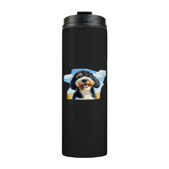 Bernedoodle Field Nature Bernedoodle Watercolor Thermal Tumblers