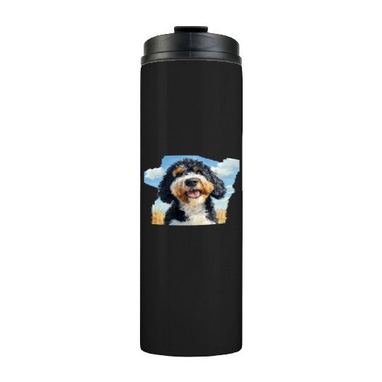 Bernedoodle Field Nature Bernedoodle Watercolor Thermal Tumblers